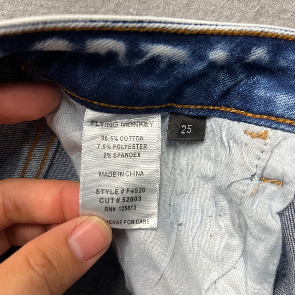 Flying Monkey BellBottom Flare Jeans Blue Acid Wash Colorblock Size 25 NWT - Picture 5 of 8